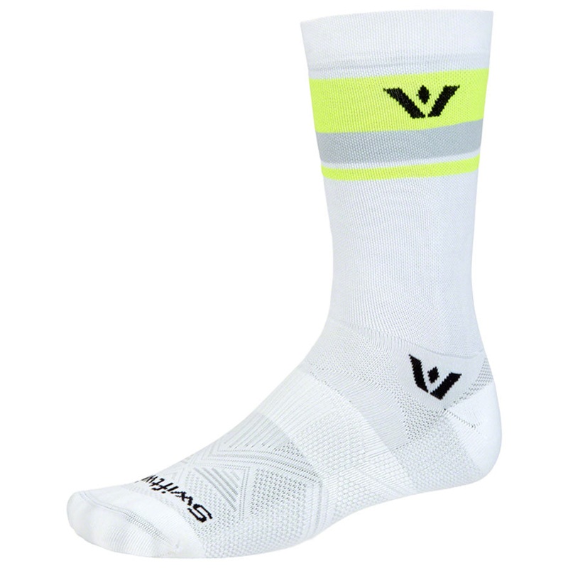 SwiftWick Aspire Crew Socks – White/Hi-Viz Small