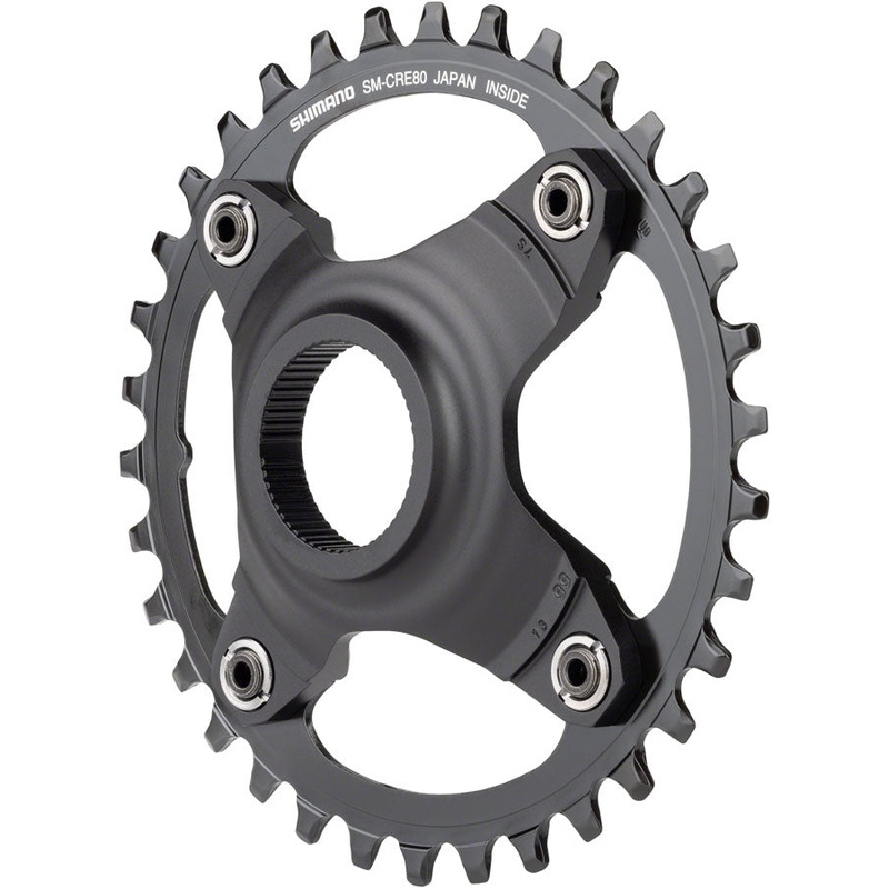 Shimano STEPS SM-CRE80-B Chainring – 34T Without Chainguard, 55mm Chainline, Black