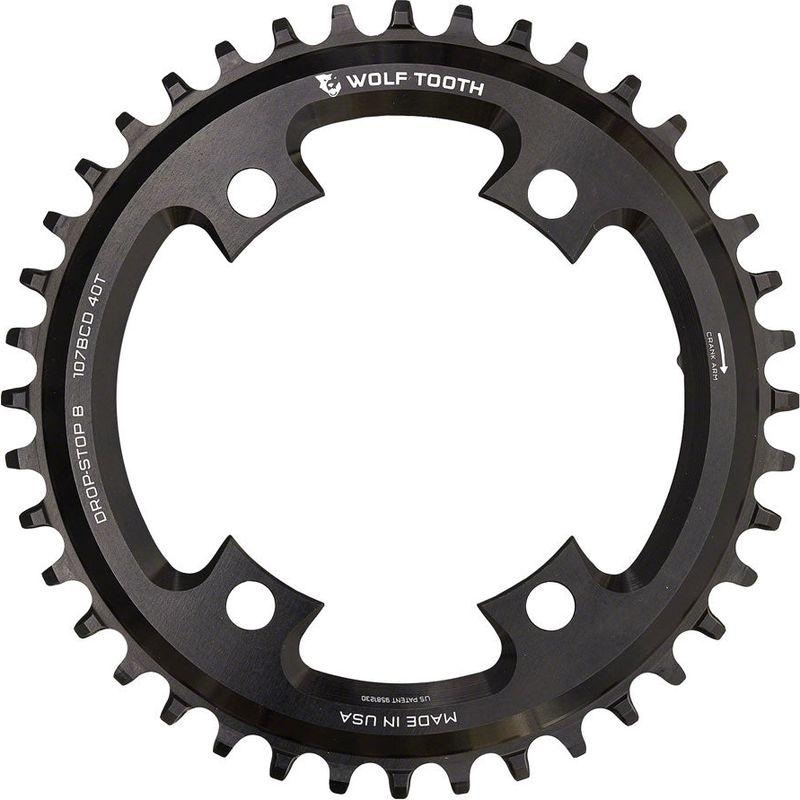 Wolf Tooth 107 BCD Chainring – 42t Compatible with SRAM 107 BCD Drop-Stop B 4-Bolt Black