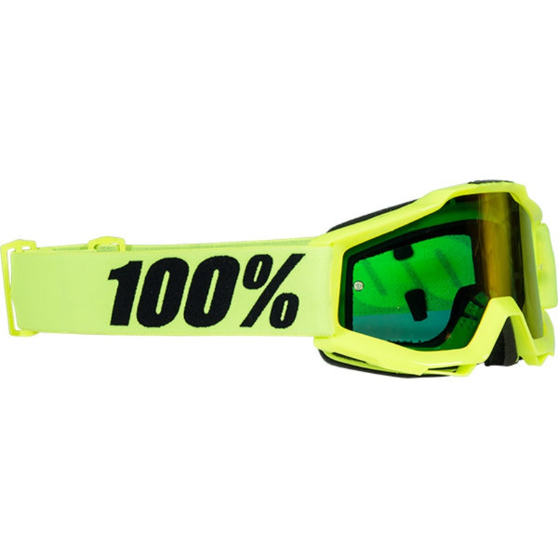 100% Accuri Youth Goggles-Fluorescent Yellow-Mirrored Red Lens