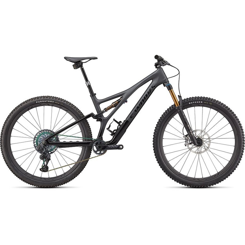 2022 Specialized Stumpjumper S-Works bike satin brushed black liquid metal / gloss black / black logos s3