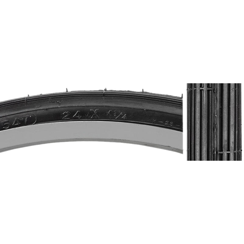 24×1-1/4 Kenda Schwinn S-5/S-6 Bicycle Tire (32-547) – All Black