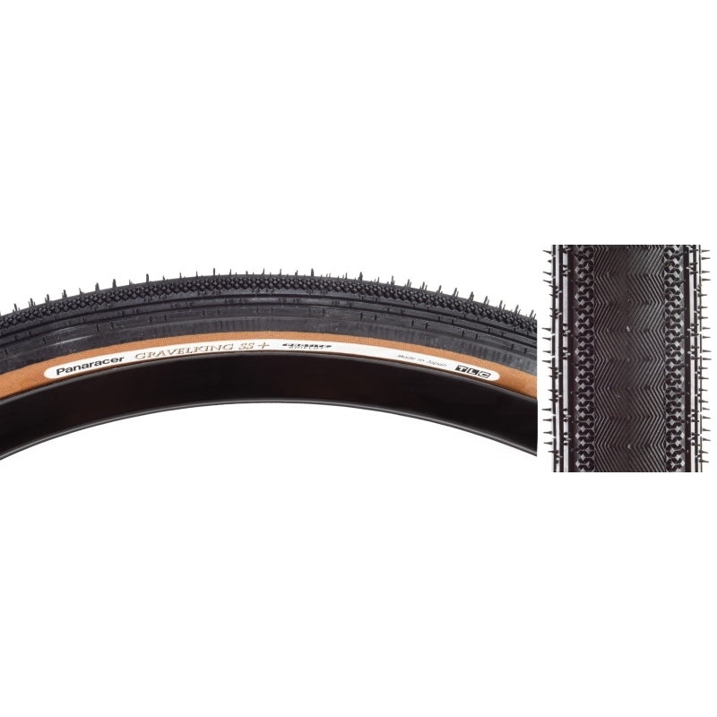Panaracer GravelKing SS Plus Tire – 700 x 28 Clincher Folding BLK/Brown ProTite Protection