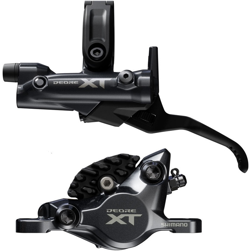 Shimano Deore XT M8200 Disc Brake and Lever – Left/Front, Post Mount, 2-Piston Caliper, SM-BH90-SBM Hose, Fin Metal