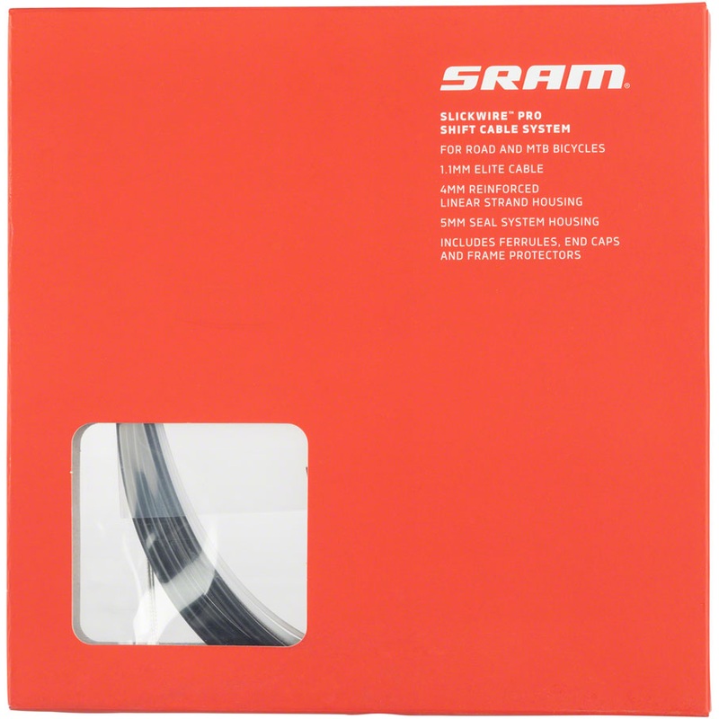 SRAM SlickWire Pro Shift Cable and Housing Kit – Road/MTB, 4mm Reinforced Linear Strand, Black