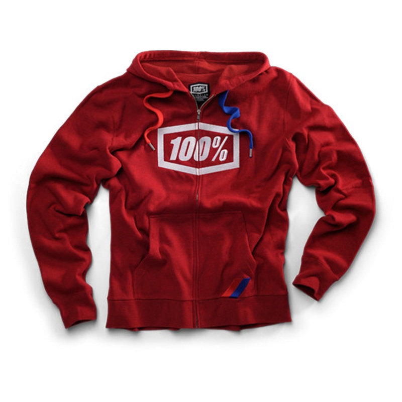 100% Zip Hooded Jacket-Syndicate Red