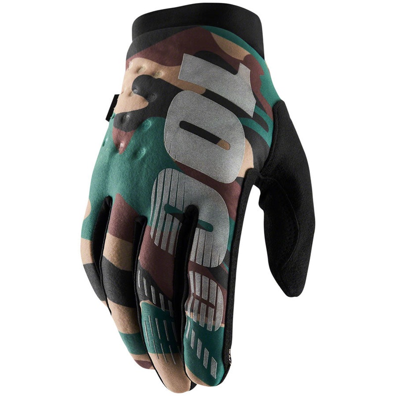 100% Brisker Gloves – Camo/Black Full Finger Mens Medium