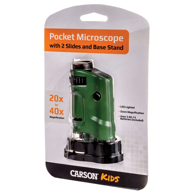 Carson Optical Microbrite Kids Pocket Microscope – Explore the Tiny World at 20x Magnification!