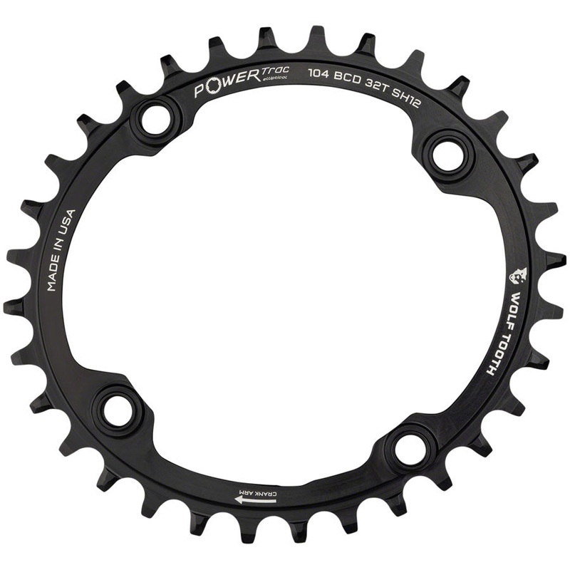 Wolf Tooth Elliptical 104 BCD Chainring – 32t 104 BCD 4-Bolt Requires Shimano 12-Speed Hyperglide+ Chain BLK