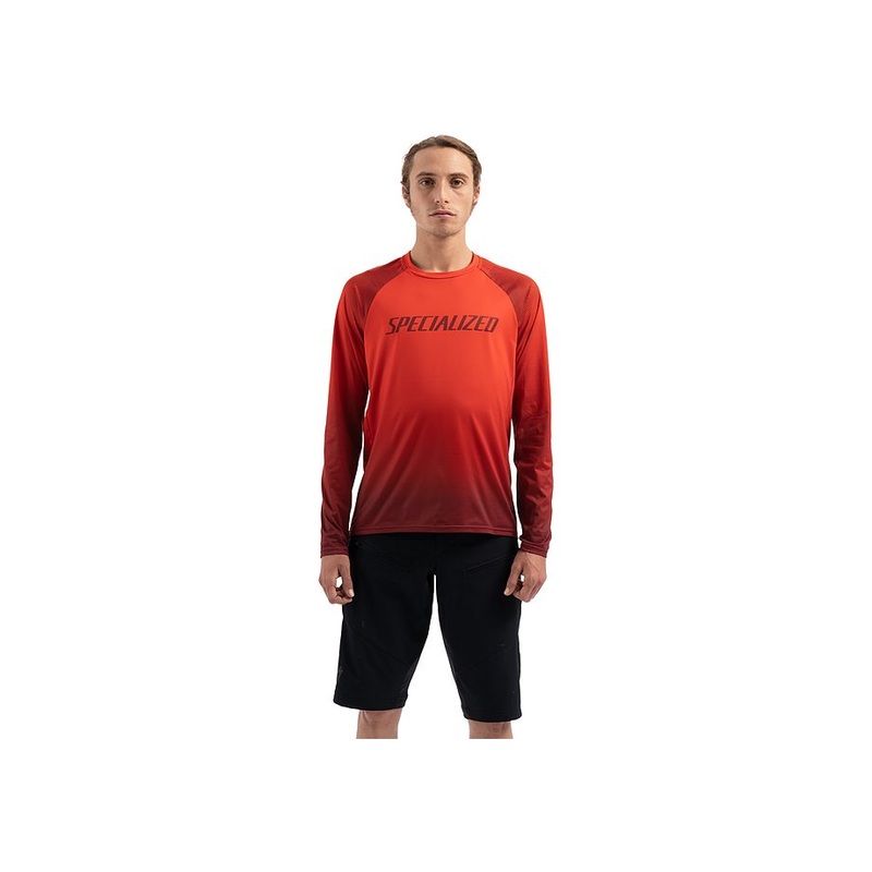 Specialized enduro air jersey ls men rocket red / crimson refraction xxl