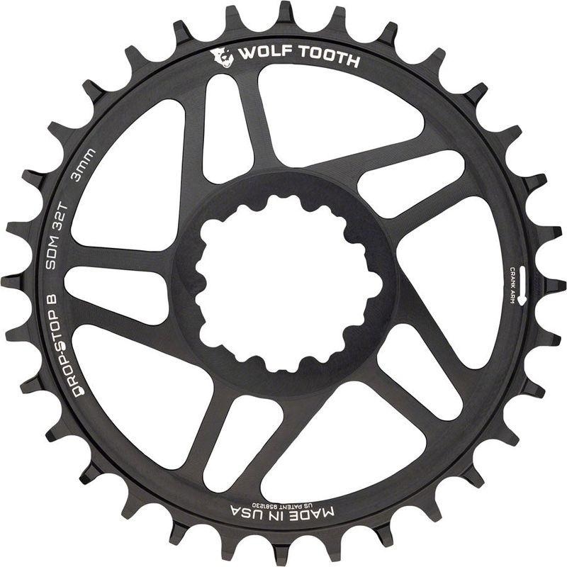 Wolf Tooth Direct Mount Chainring – 36t SRAM Direct Mount Drop-Stop B For SRAM 3-Bolt Boost Cranks 3mm Offset Black