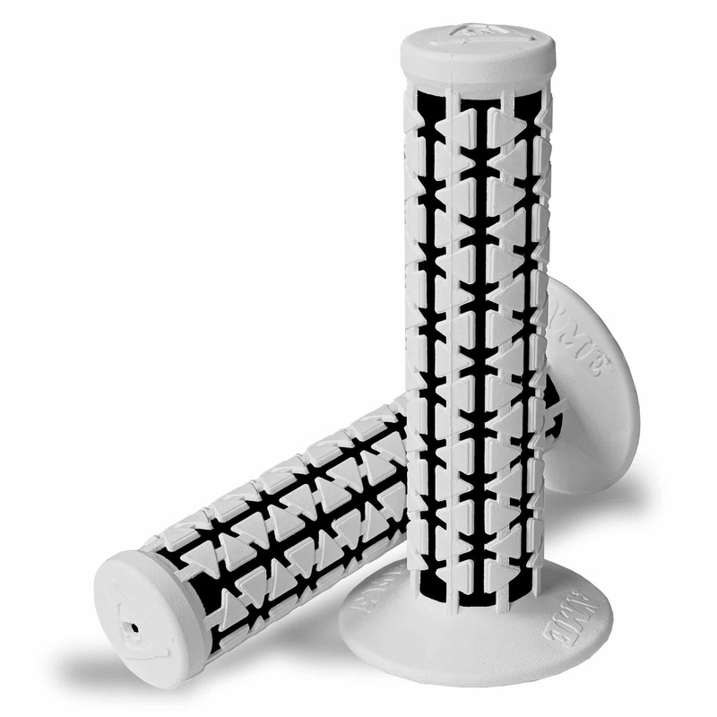 AME Dual BMX Grips – Flanged – White over Black – Made in the USA