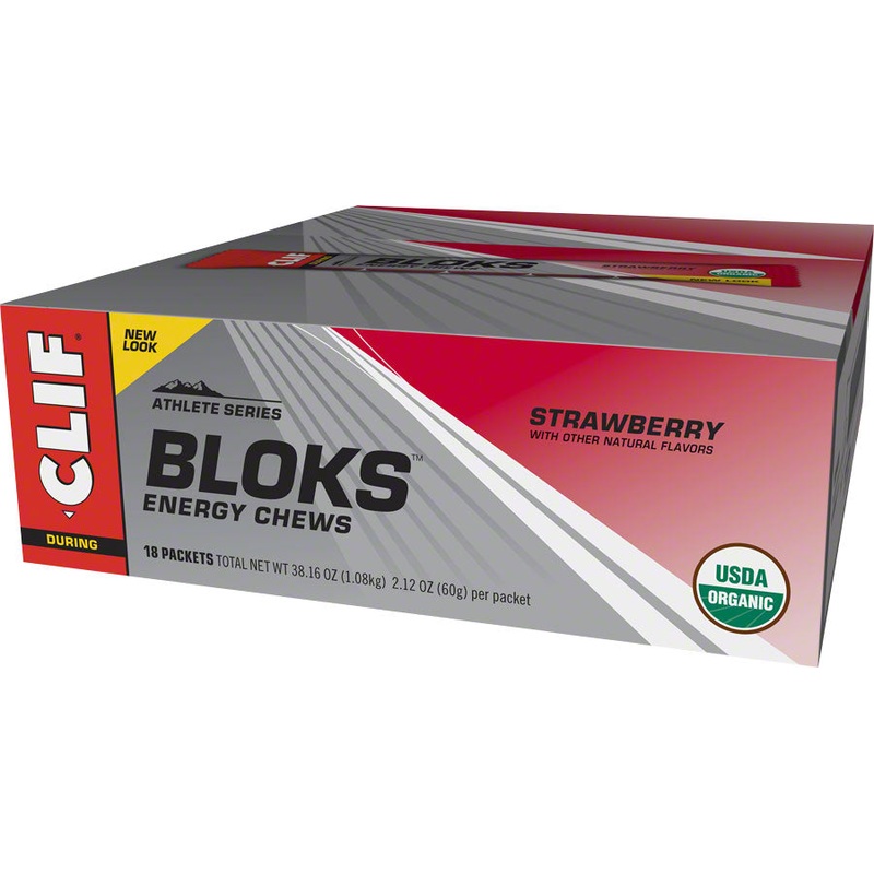 Clif Shot Bloks Strawberry Box Of 18 Usda Organic Energy & Electrolyte Chews