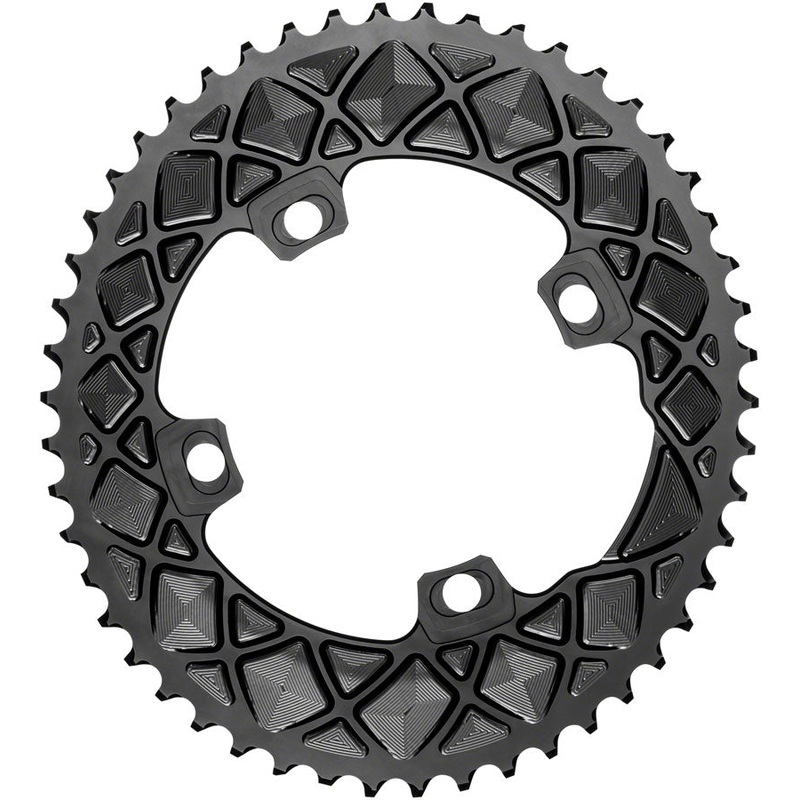 absoluteBLACK Premium Oval 110 BCD Outer Chainring for FSA ABS – 53t, 110 FSA ABS BCD, 4-Bolt, For 53/39 Combination, Black