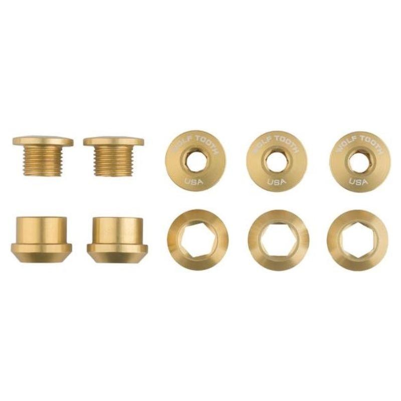 Wolf Tooth Chainring Bolts and Nuts For 1X Set Of 5 Gold 6Mm