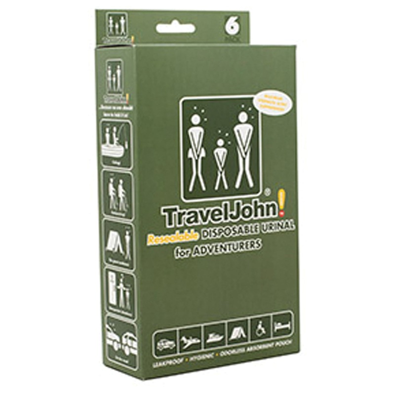 Travel John Disposable Urinals 6 & 18-Pack | Portable, Spill-Proof, Odorless Camping & Travel Toilets with liqsorbA Technology