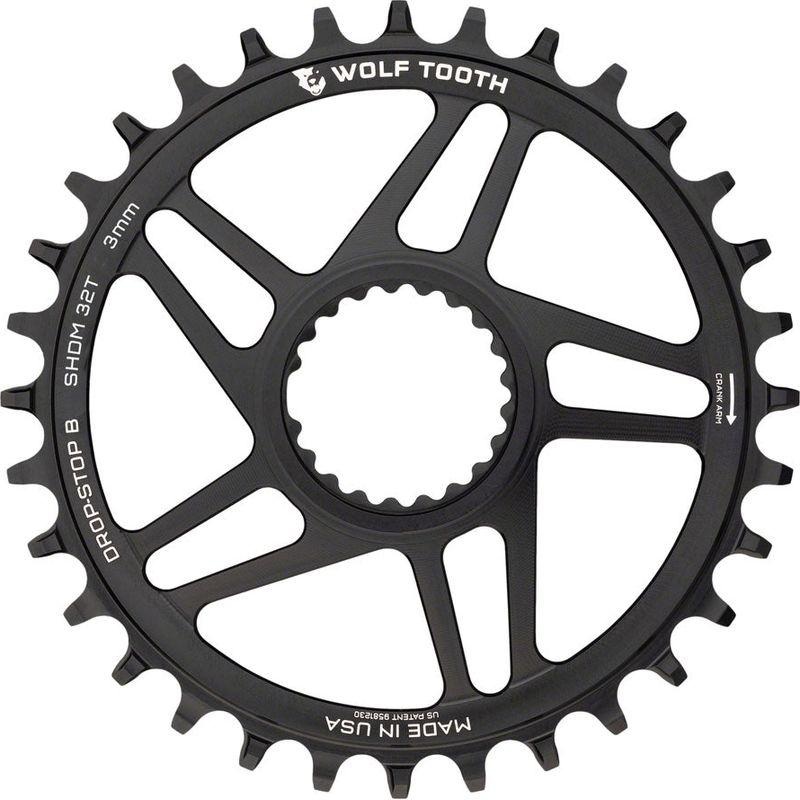 Wolf Tooth Direct Mount Chainring – 32t Shimano Direct Mount Drop Stop B Boost 3mm Offset Black