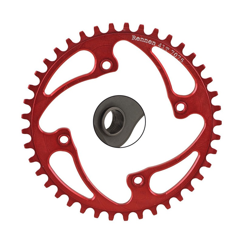 Rennen – 4 Bolt 104mm BCD Threaded Chainring – Red