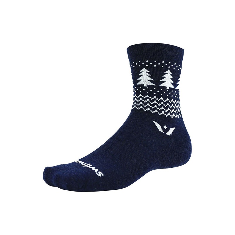 Swiftwick Vision Five Winter Pine Sock – Navy White – 2020