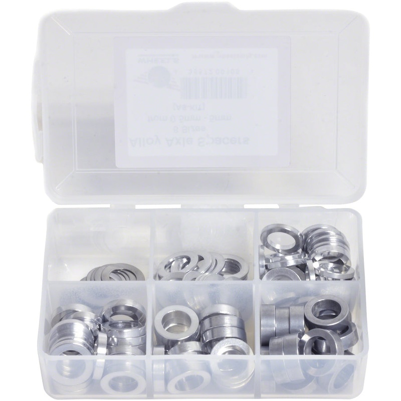 Wheels Manufacturing Kit of six assorted sizes (.5 to 5mm), 125 Spacers in storage box